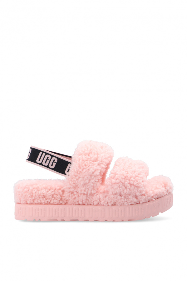 Pink Oh Fluffita sandals UGG Ugg Fluff Yeah Chaussons duveteux style claquettes Coquille SchaferandweinerShops Italy